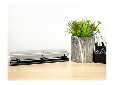 Alt View 3. Bostitch - 3-Hole Punch, 12 Sheet Capacity, Silver/Black - Silver/Black.