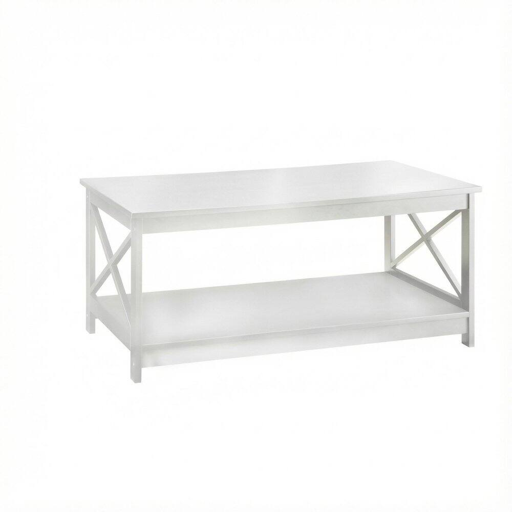 FurniFact - MDF Coffee Table with Sturdy Frame and Smooth Finish for Living Room - White