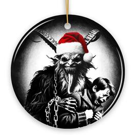 OrnamentallyYou - Horrifying Krampus With Santa Hat Ceramic Ornament Keepsake For Unique Halloween Tree Decor - Multi-colored