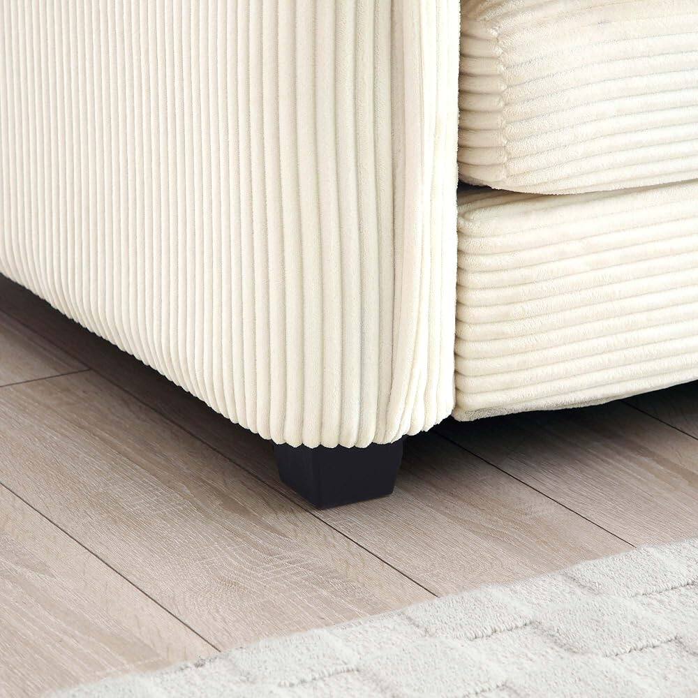 Alt View 2. JUJABU - Beige Corduroy Fabric 46" Single Lounge Accent Chair with 1 Ottoman, Foam Cushions, Removable Armrest - Beige.