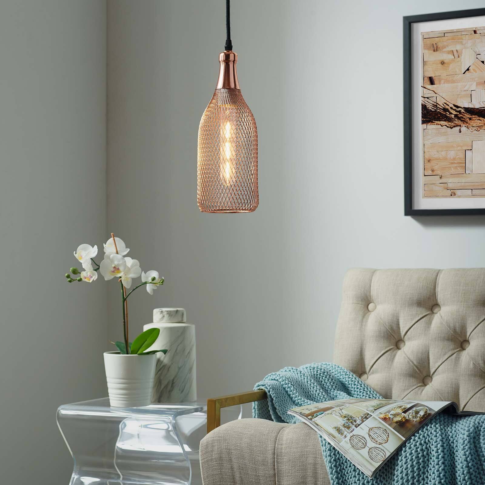 Left. Modway - Glimmer Bottle-Shaped Rose Gold Pendant Light by Modway - Rose Gold.