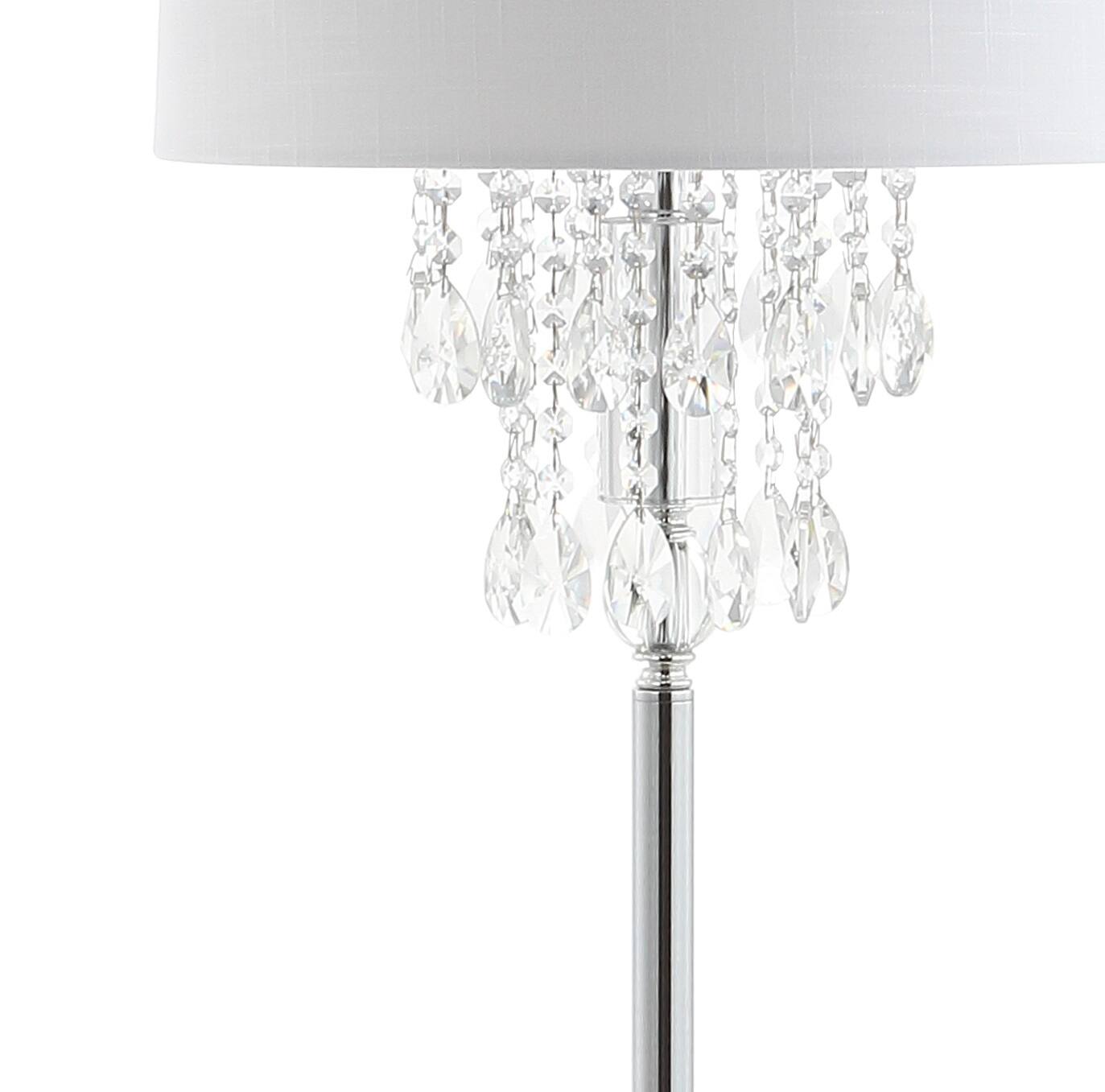 Alt View 4. Jonathan Y - Abigail 61" Crystal / Metal LED Floor Lamp, Clear/Chrome - Clear/Chrome.