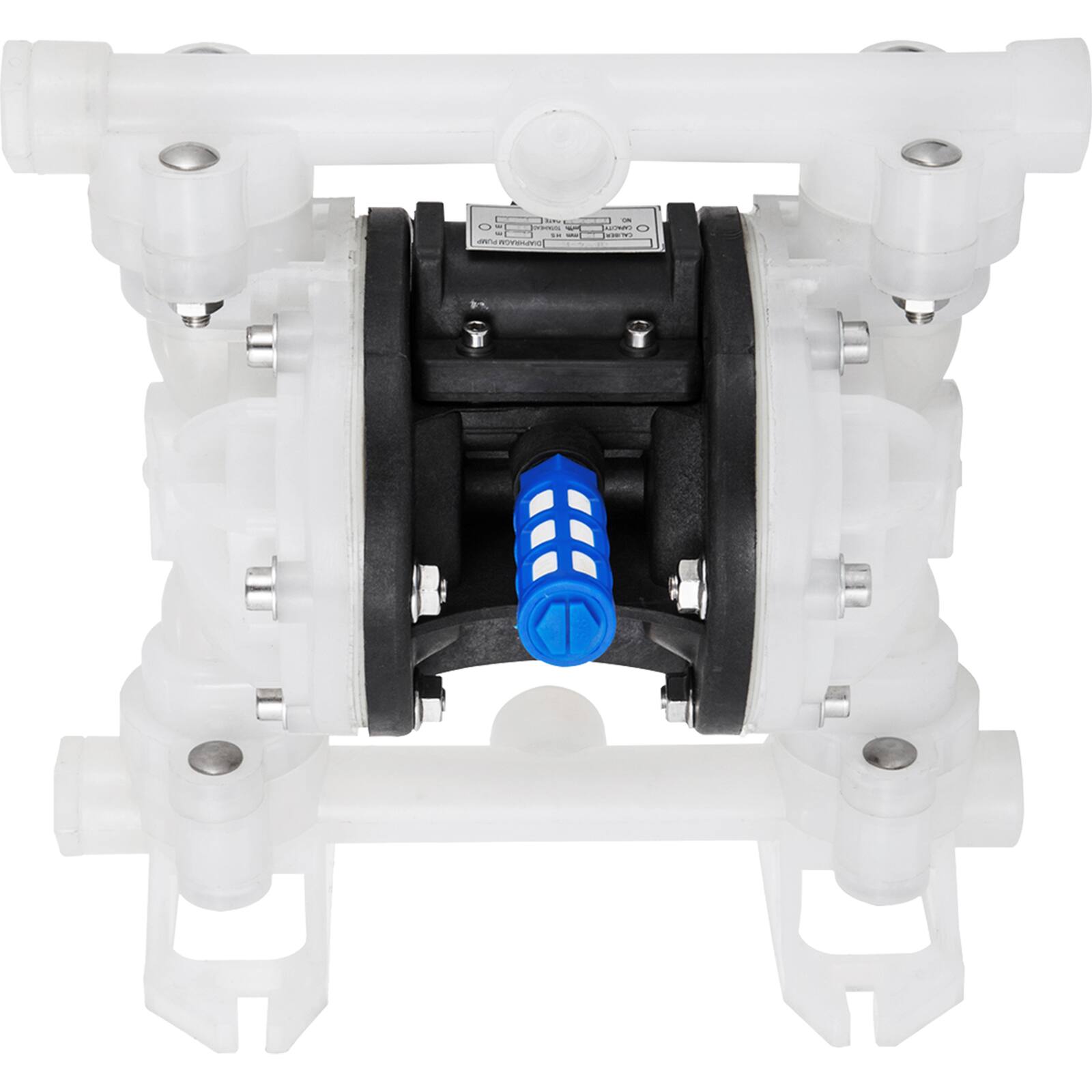 Alt View 5. VEVOR - Air-Operated Double Diaphragm Pump, 1/2 in Inlet & Outlet, Polypropylene Body, 8.8 GPM & Max 120PSI - White;Black.