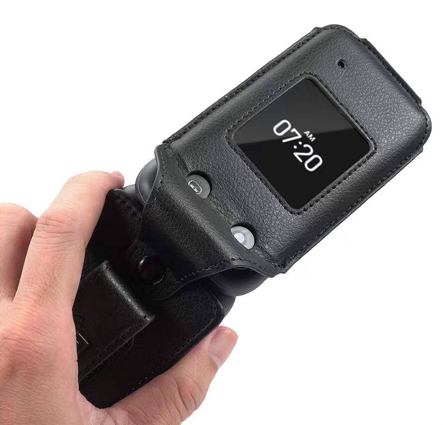 Alt View 4. Nakedcellphone - Vegan Leather Case with Belt Clip for Nokia 2760 2780 Flip Phone - Black.