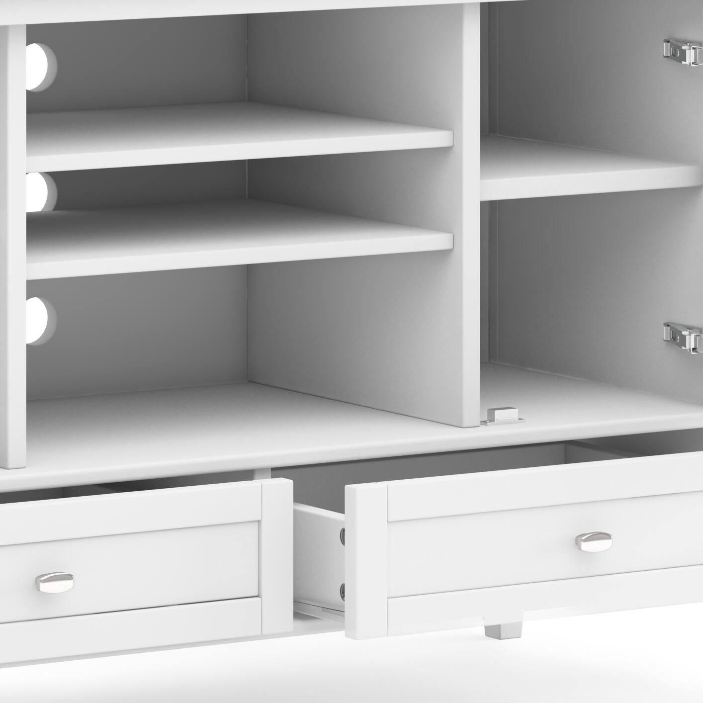 Alt View 5. Simpli Home - Warm Shaker SOLID WOOD 47 inch Wide Transitional TV Media Stand in White For TVs up to 50 inches - White.