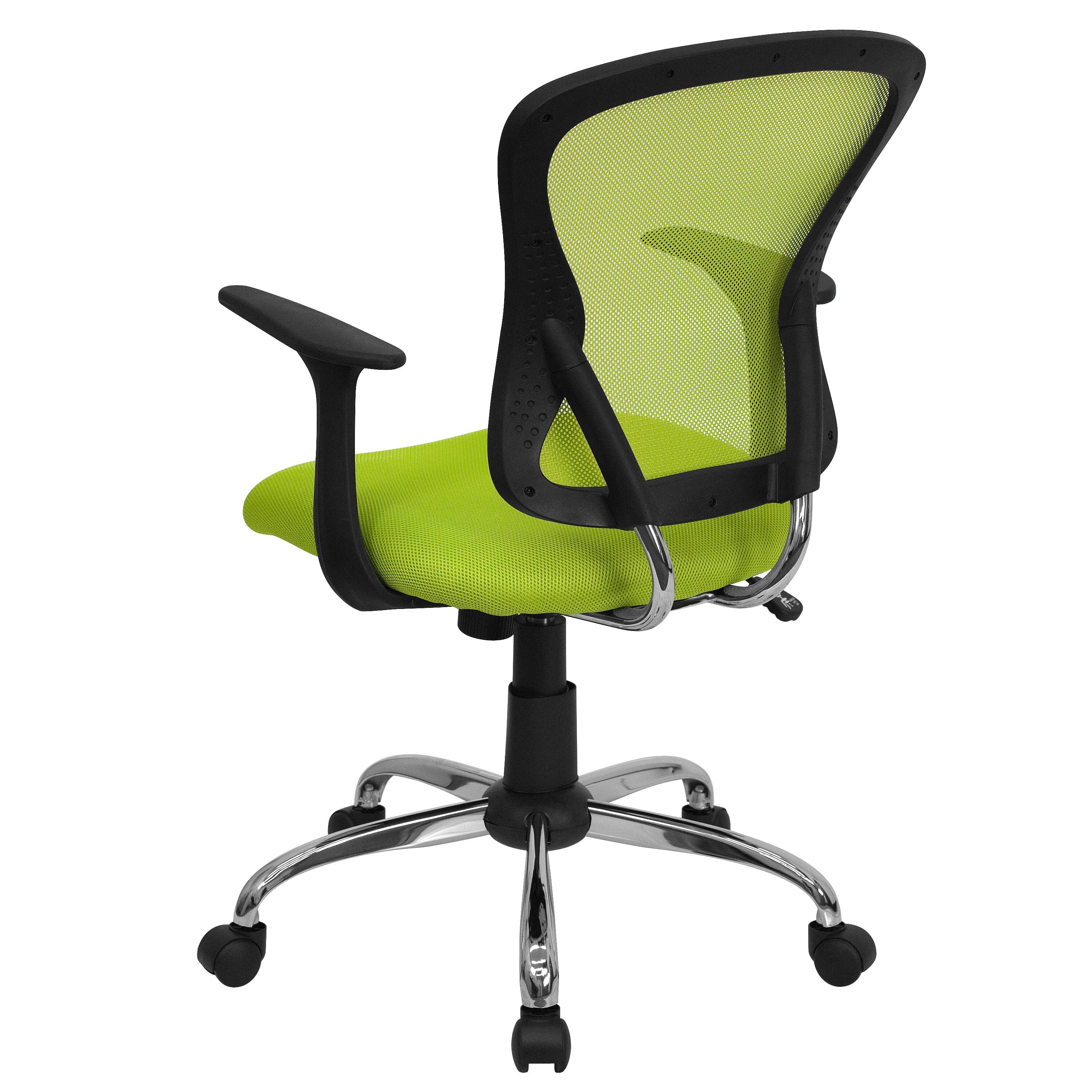 Alt View 5. Emma + Oliver - Mid-Back Mesh Swivel Task Office Chair with Chrome Base and Arms - Green.