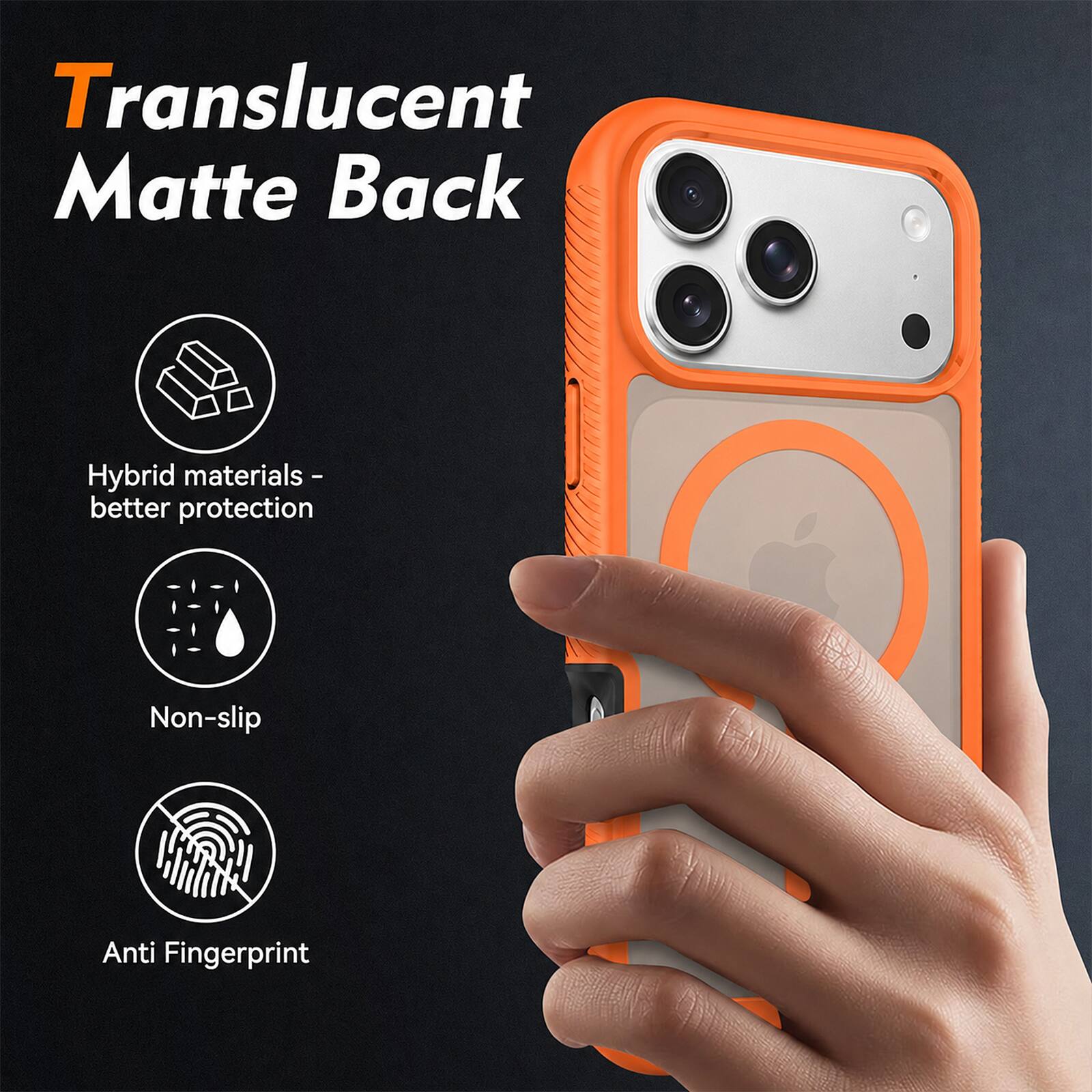 Translucent Matte Back

Hybrid materials - better protection

Non-slip

Anti Fingerprint