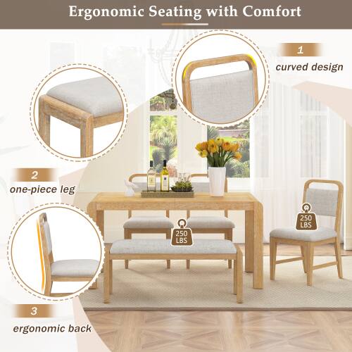 Ergonomic Seating with Comfort

1. Curved design
2. One-piece leg
3. Ergonomic back

250 LBS