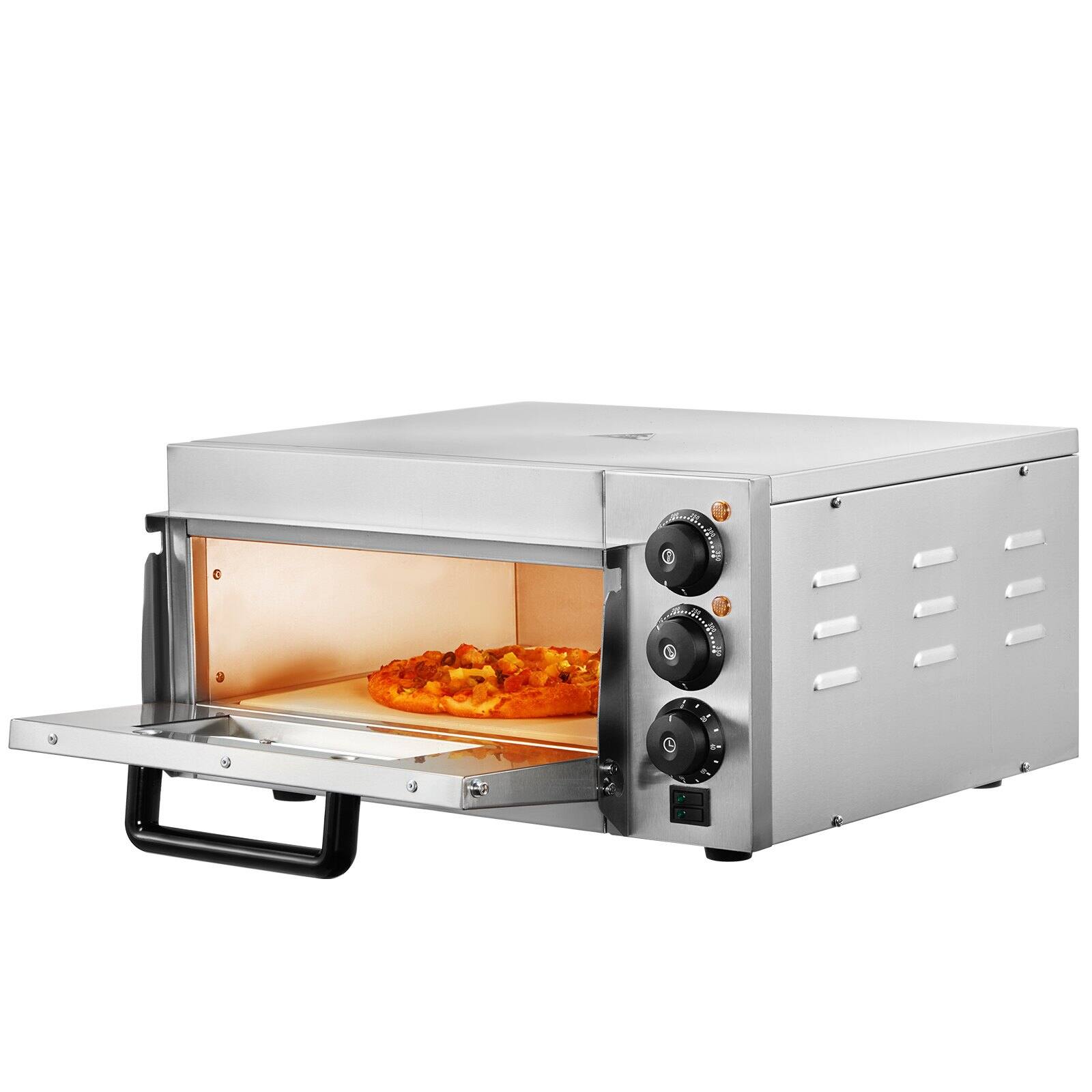 Alt View 9. Glintex - 14in Electric Pizza Oven Countertop, Adjustable Temp for Indoor Cooking and Commercial Kitchen - Silver.