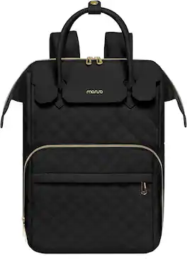 Live At Space - MOSISO Laptop Backpack Women Rhombus Quilted Flight Approved Travel Handle, Carry Daypack College Work Business - Black-15.6 inch