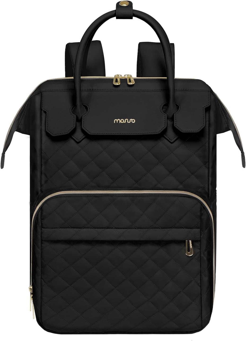 Front. Live At Space - MOSISO Laptop Backpack Women Rhombus Quilted Flight Approved Travel Handle, Carry Daypack College Work Business, - Black-15.6 inch.