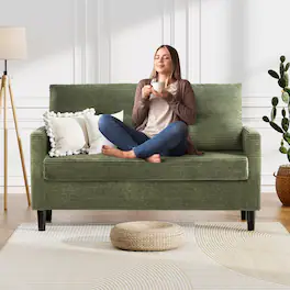 Dyonery - 50" Small Loveseat Sofa, Small Couch for Living Room, Bedroom, Comfy Love Seat with Deep Seat Spring Cushion - Green