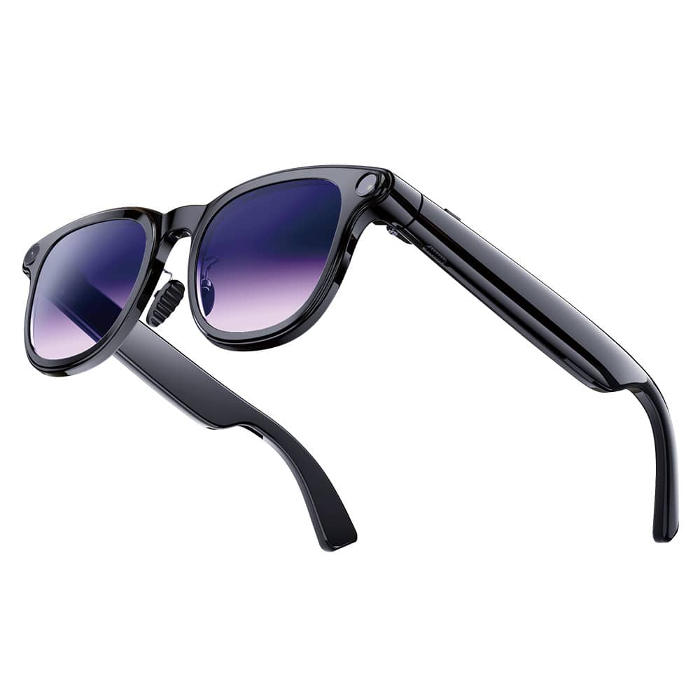 Cluzine - Smart Glasses with 800W Pixel Camera Photo Video Real-Time Translation AI Recognition Music Playback - Black