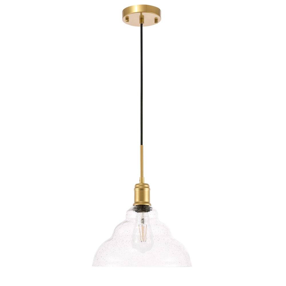 Alt View 8. Living District - Gil 1 Light Brass And Clear Seeded Glass Pendant - Brass And Clear Seeded Glass.
