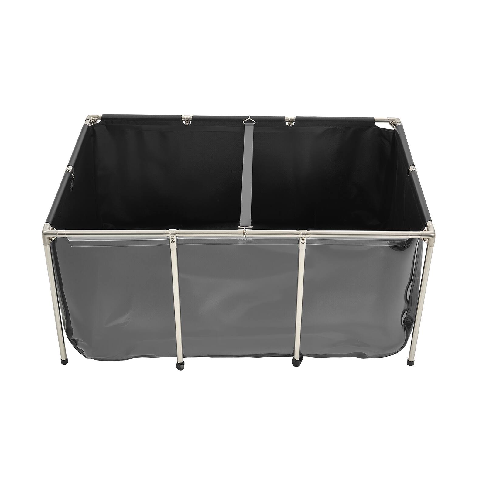 Alt View 5. VEVOR - Canvas Fish Pond, 270 Gal Above Ground Fish Pond, PVC Koi Tank with Clear Viewing Panel, Rectangular Goldfish Tank - Black.