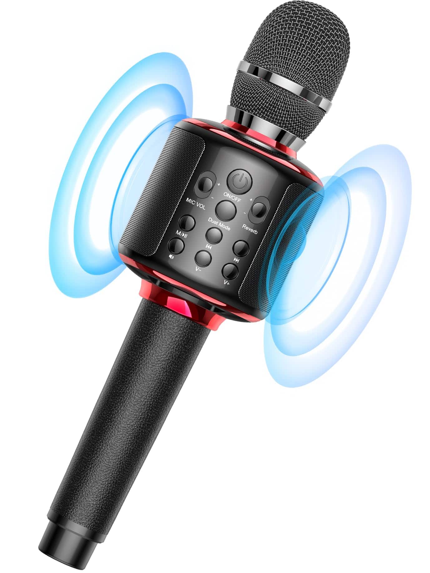 Cedar Assembly - Wireless Karaoke Microphone Built in Loud For 10h Playback Add Reverb duet Mode earbuds Monitoring Portable Ma - Black&Red