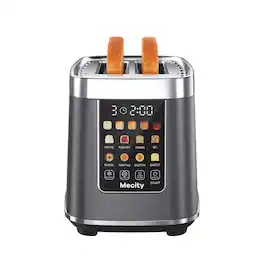 Mecity - Touch Screen Toaster with Automatic Lift & Keep Warm – 2 Slice Smart Toaster, 5 Browning Levels, 8 Bread Programs - Metallic Grey