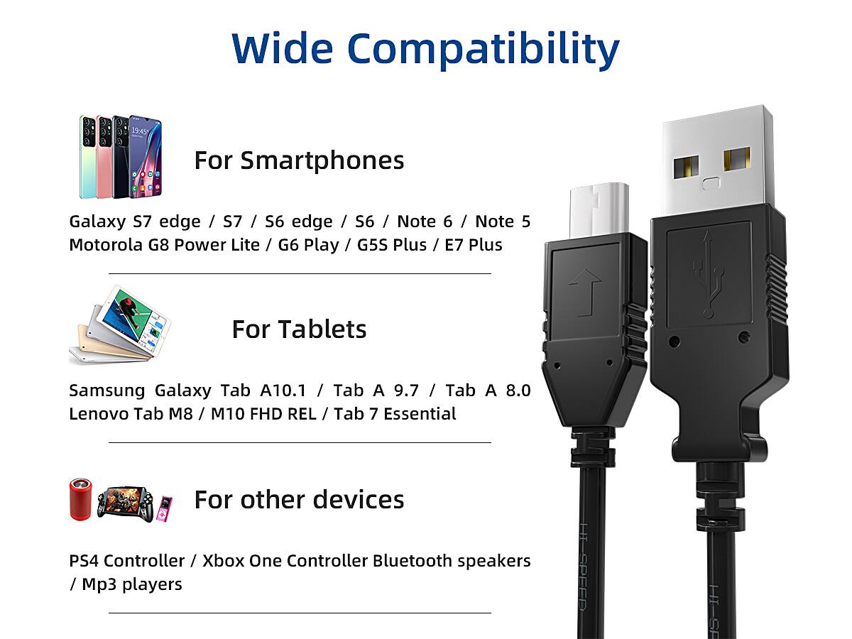 Wide Compatibility

For Smartphones  
Galaxy S7 edge / S7 / S6 edge / S6 / Note 6 / Note 5  
Motorola G8 Power Lite / G6 Play / G5S Plus / E7 Plus

For Tablets  
Samsung Galaxy Tab A10.1 / Tab A 9.7 / Tab A 8.0  
Lenovo Tab M8 / M10 FHD REL / Tab 7 Essential

For other devices  
PS4 Controller / Xbox One Controller / Bluetooth speakers / Mp3 players
