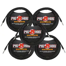 5x Pig Hog 10ft 1/4" TRS - 1/4" TRS Cable - Black