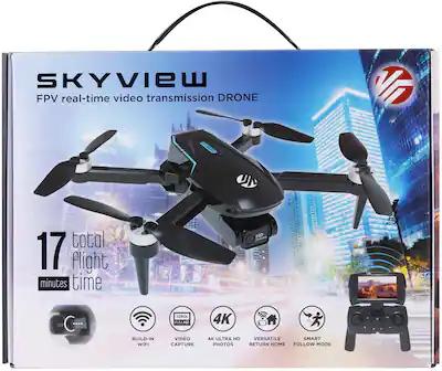Vivitar Sky View FPV Real Time 4K Video Transmission Drone Black