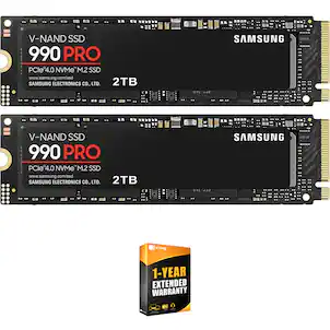 Samsung - 990 PRO 2TB PCIe 4.0 NVMe SSD (2-Pack Bundle) + 1 Year Extended Warranty Bundle