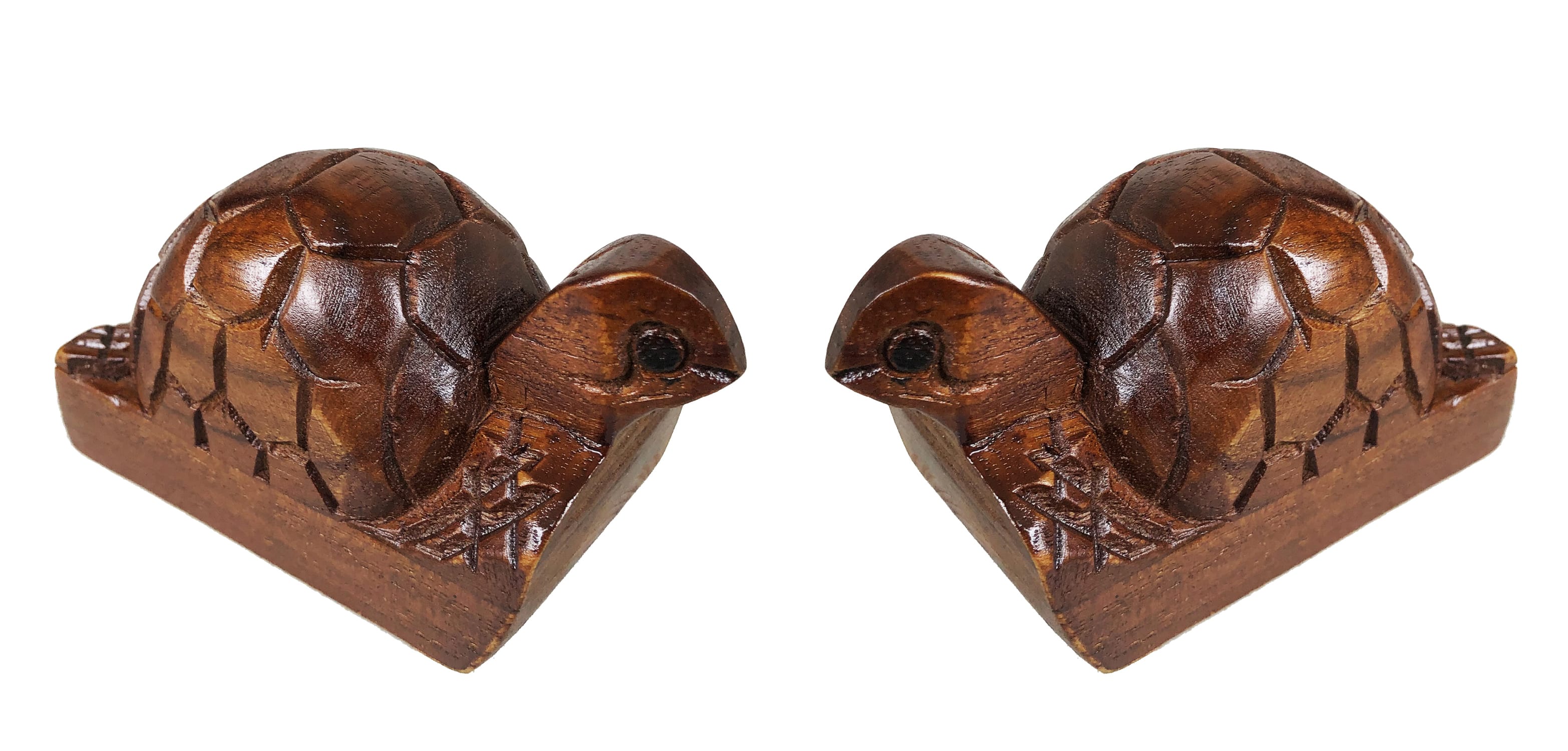 Dart - Turtle Mini Statue SET 2 pcs - Natural Teak Oil
