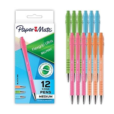 Paper Mate Flexgrip Ultra  
Ballpoint  
From 34% Recycled Ink  
Plastic Matters  
Black  
12 Pens  
1.0mm  
Medium
