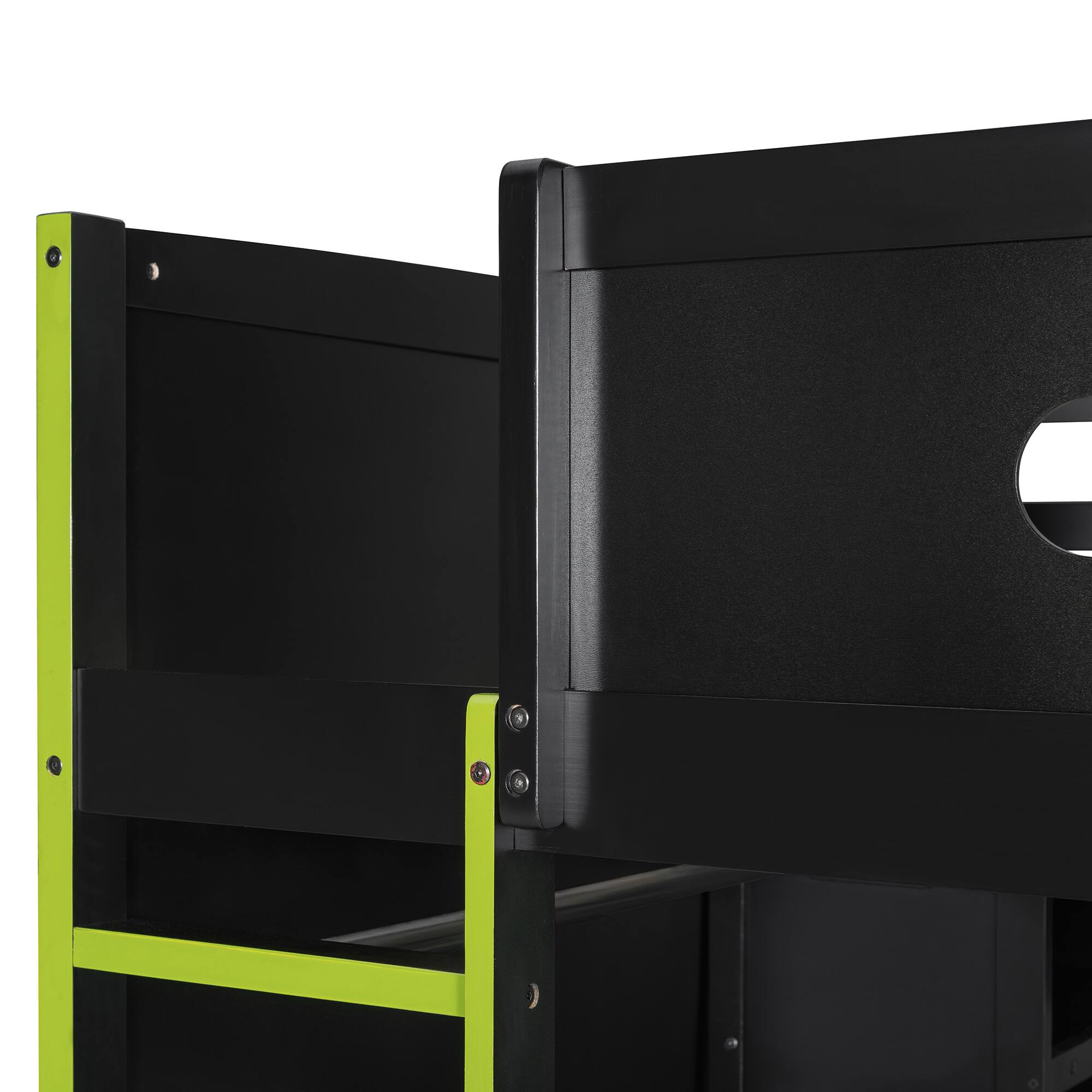 Alt View 4. Anysun - Full Size Wood Loft Bed with Desk,Wardrobe,Ample Storage Space,and RGB Light - Green.