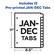 Includes 12 Pre-printed JAN-DEC Tabs
JAN-DEC Tabs
11" x 8.5"