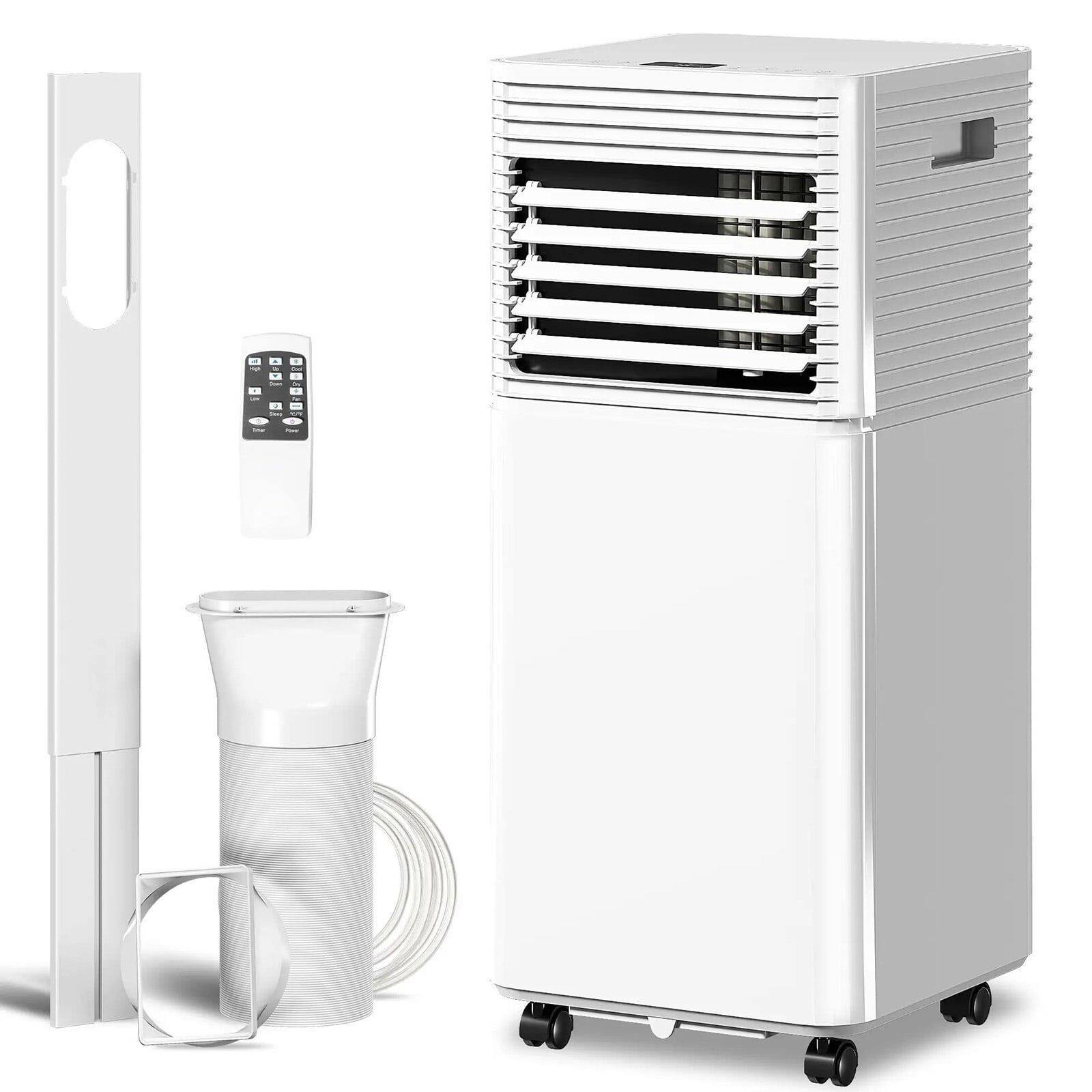 Front. Resenkos - 10000 BTU Mobile Air Conditioner for Cooling and Dehumidifying, Remote Control, LED Display, White - White.