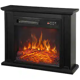 Homcom - Freestanding Electric Fireplace with Mantel - Black