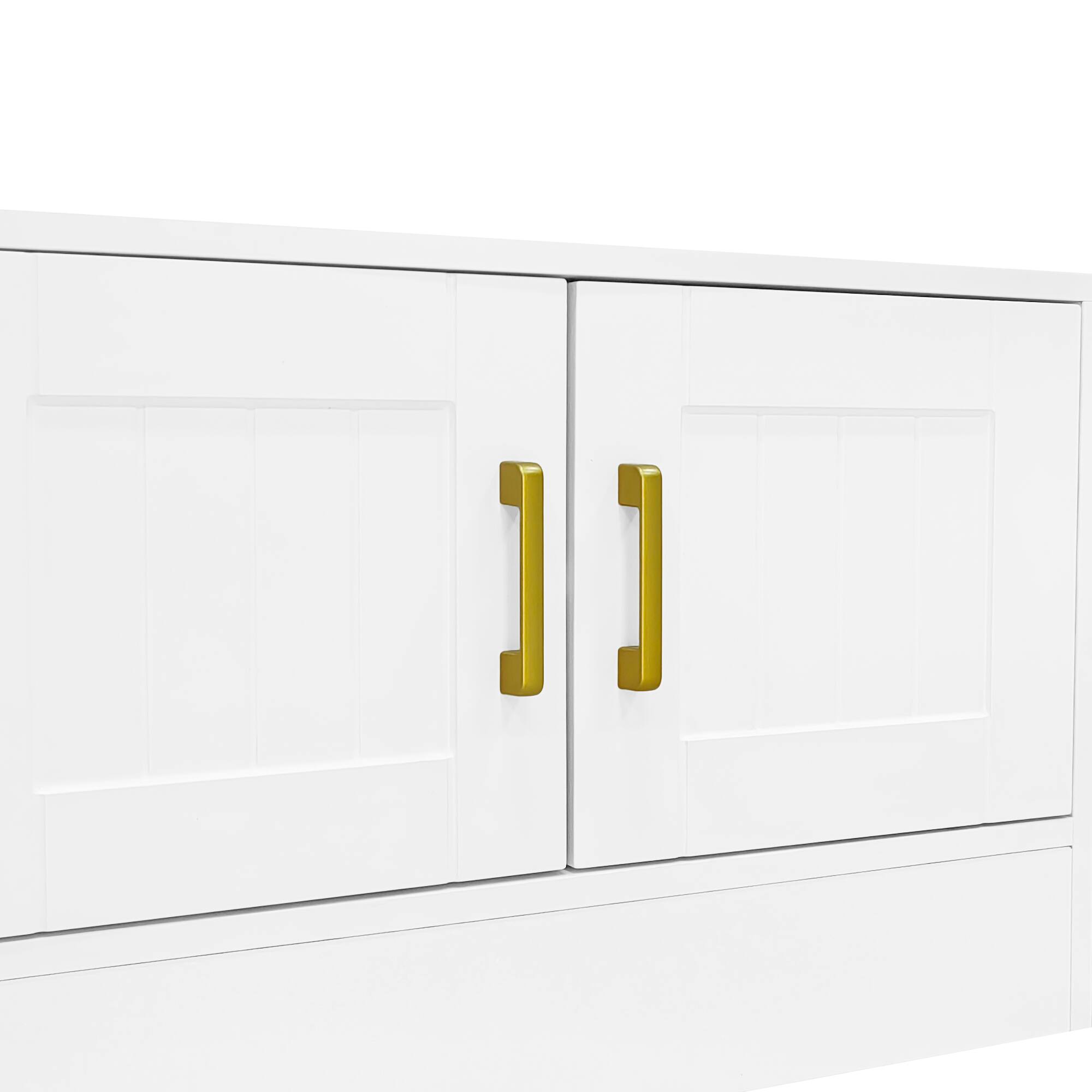 Alt View 9. PexFix - Modern Entertainment Center for 80" TVs, Wall Unit with Bookshelves, Glass Door Cabinets & Adjustable Shelves - White.