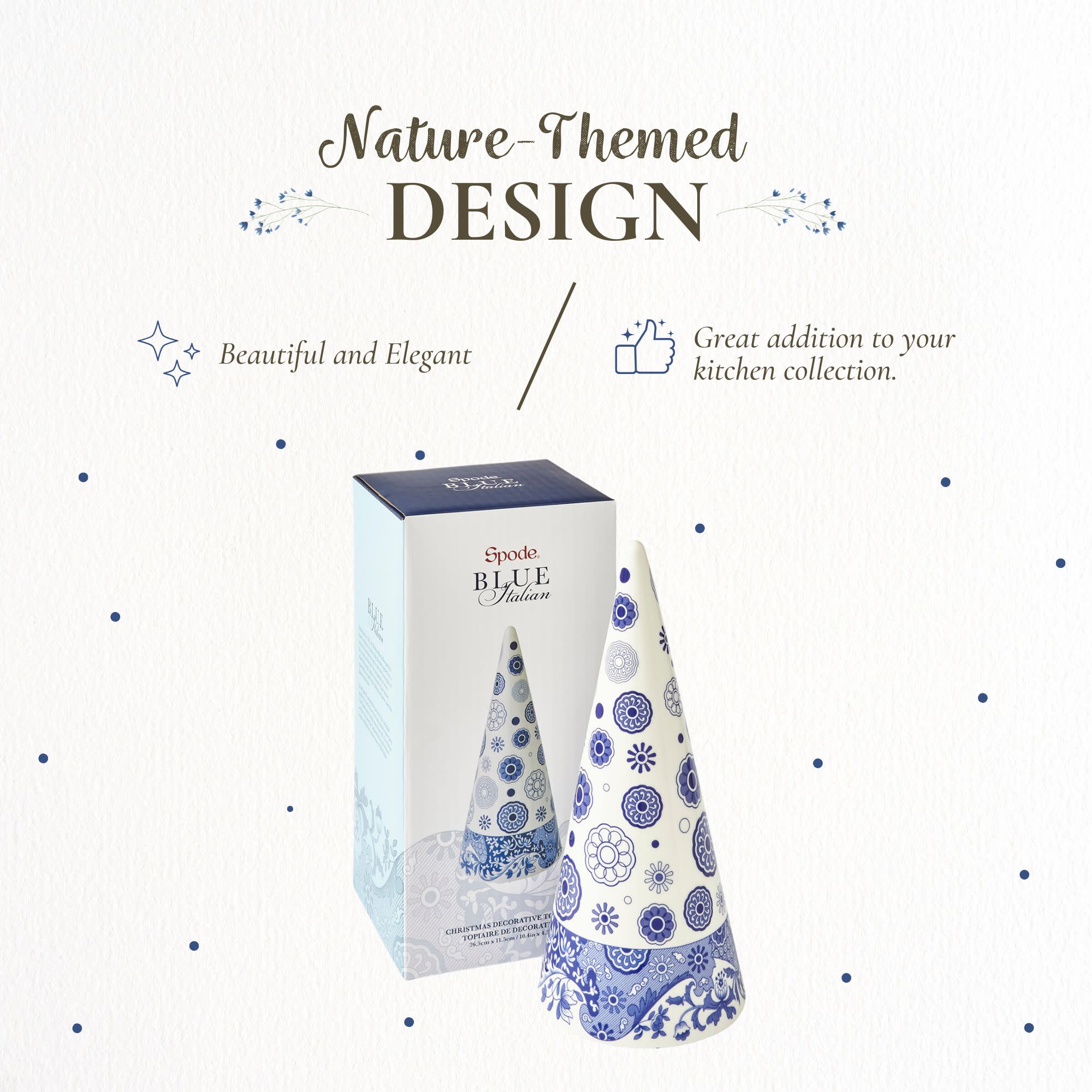 Nature-Themed DESIGN / Great addition to your Beautiful and Elegant kitchen collection. Spode BLUE Italian CHRISTMAS 5 DECORATIVE