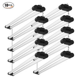 VEVOR - 10 Pack LED Shop Light, 4 FT, 40W Linkable Shop Light Fixture, 4500 LM Surface & Hanging Mount Ceiling Lights - Black