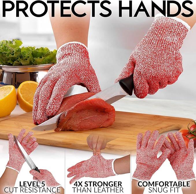 PROTECTS HANDS

LEVEL 5 CUT RESISTANCE

4X STRONGER THAN LEATHER

COMFORTABLE SNUG FIT