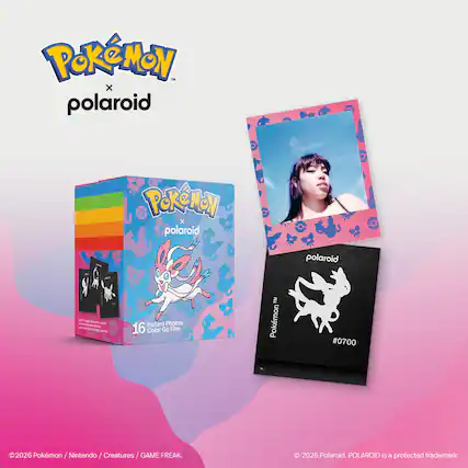 Pokémon x polaroid
PoteMall polaroid
to DO CRE e 201 from alema
Instant Photos 16 Color Go Film
TM Pokémon
polaroid #0700
2026 Pokémon Nintendo Creatures GAME FREAK.
2026 Polaroid. POLAROID is a protected trademark.