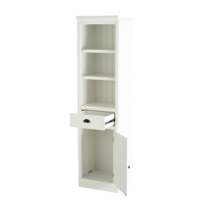 Alt View 4. HTUTWOO - 75'' Freestanding Display Bookshelf – Farmhouse Bookcase with Storage & Cabinet, Wooden Organizer Pantry for Home - White.