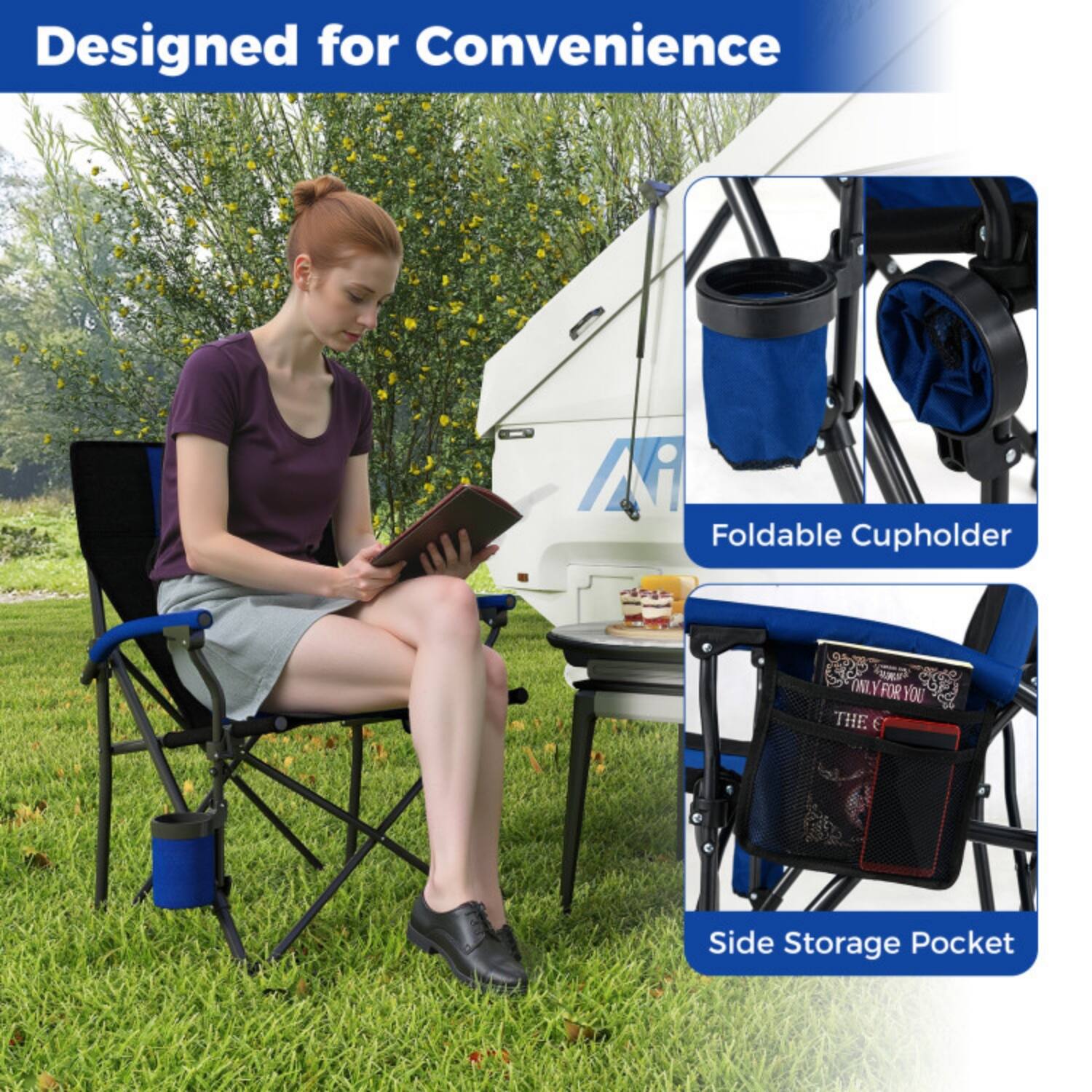 Designed for Convenience

Foldable Cupholder

Side Storage Pocket