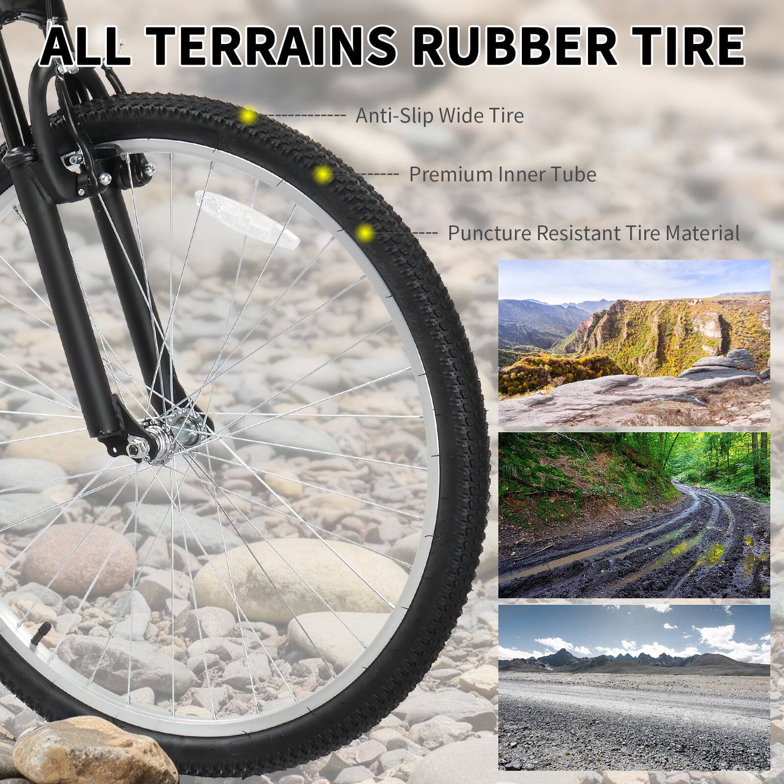 ALL TERRAINS RUBBER TIRE

- Anti-Slip Wide Tire
- Premium Inner Tube
- Puncture Resistant Tire Material
