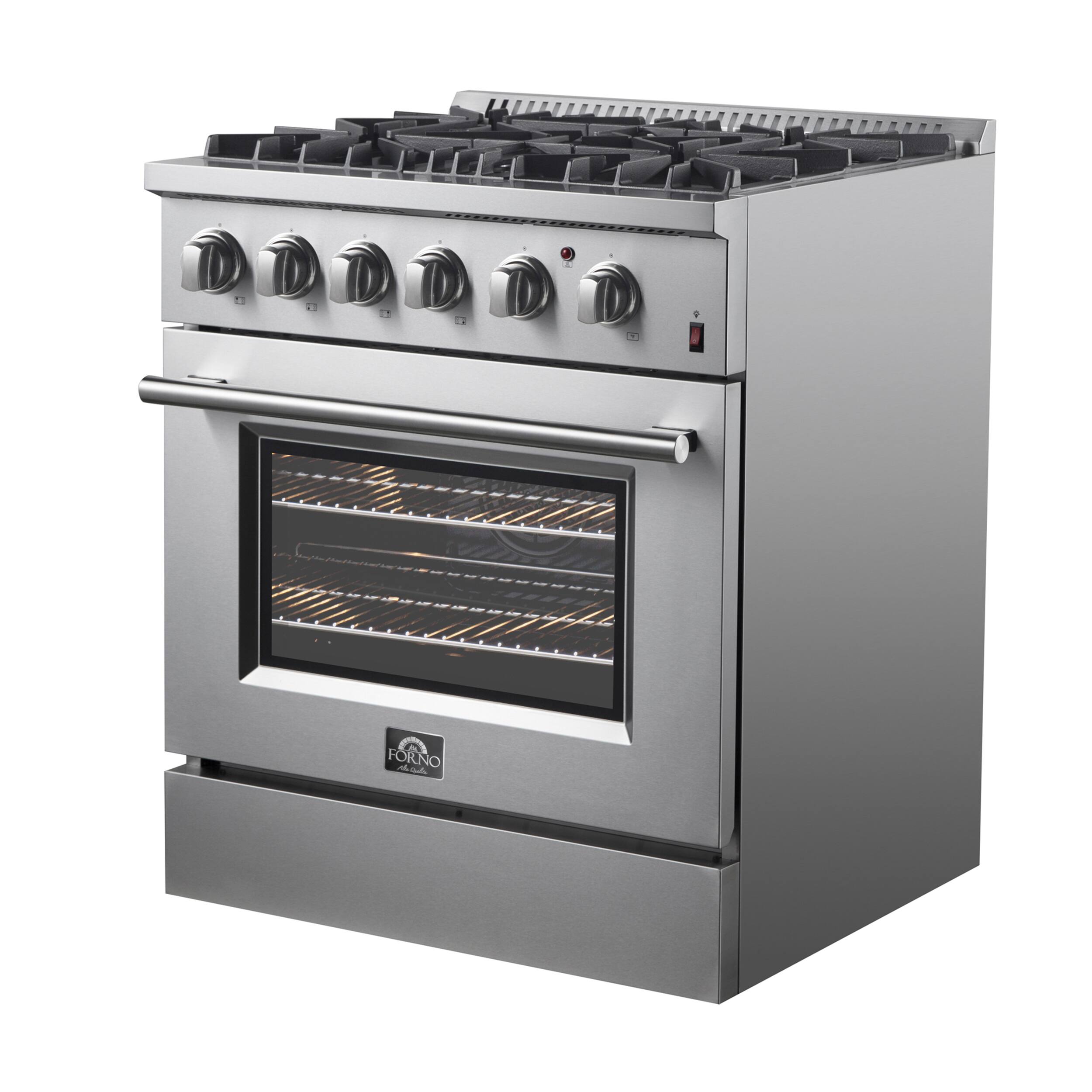 Angle. Forno Appliances - Marco 4.32 Cu. Ft. Freestanding Dual Fuel Convection Range with Dual Ring Burner - Silver.