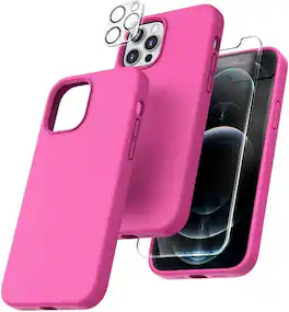 Entronix - 5-in-1 Protection Bundle for iPhone 16 Pro Max - Silicone Case, Screen & Camera Lens Protectors - Light Pink