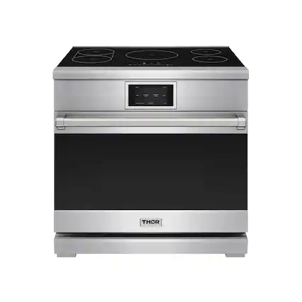 Front. Thor Kitchen - 6 Cu Ft. Freestanding Induction Range with Air Fry - Stainless steel.