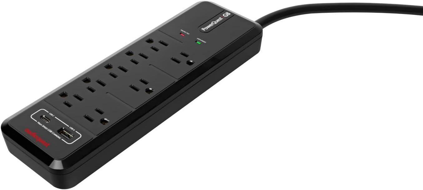 Sure, here is the corrected and grouped text from the image:

- PowerQuest
- G8
- 8 Outlet
- USB Charging
- USB
- 2.4A
- 5V
- 12V
- 15V
- 20V