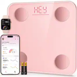 Luckbyte - Smart Digital Bathroom Scale with BMI Body Fat and App Sync - Pink