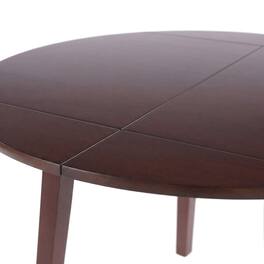 FurniFact - Solid Wood Drop Leaf Round Extendable Small Kitchen Dining Table - Walnut