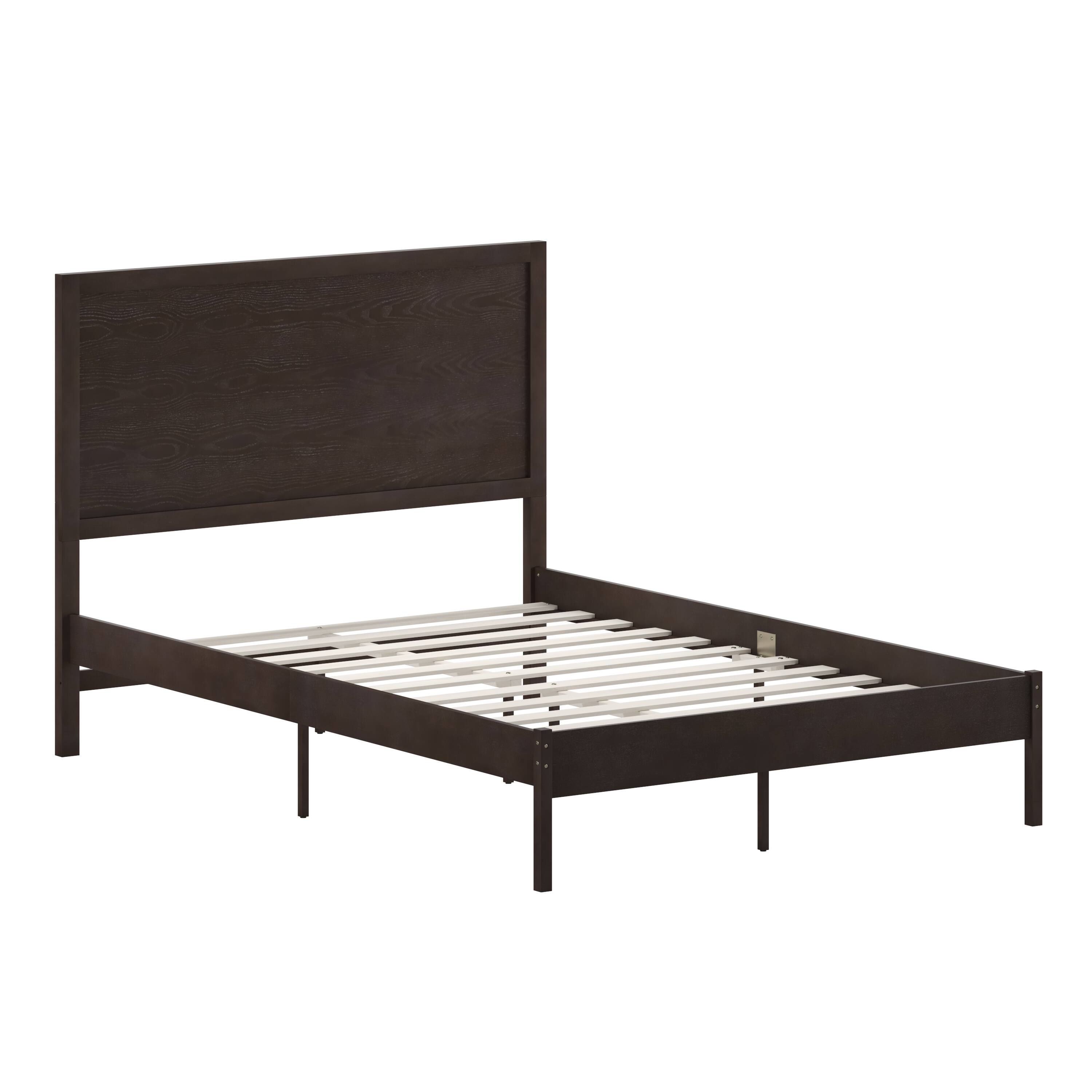 Alt View 1. Emma + Oliver - Ashton Classic Wooden Platform Bed with Headboard - Dark Brown.