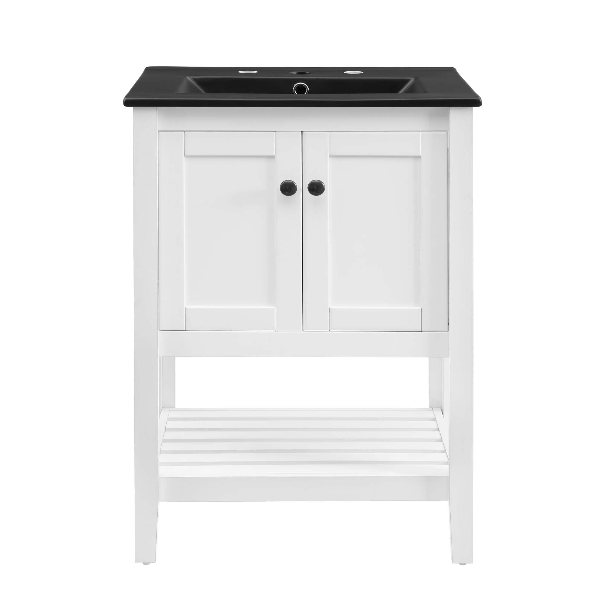 Alt View 2. Modway - Prestige Bathroom Vanity Basin Included - White Black.