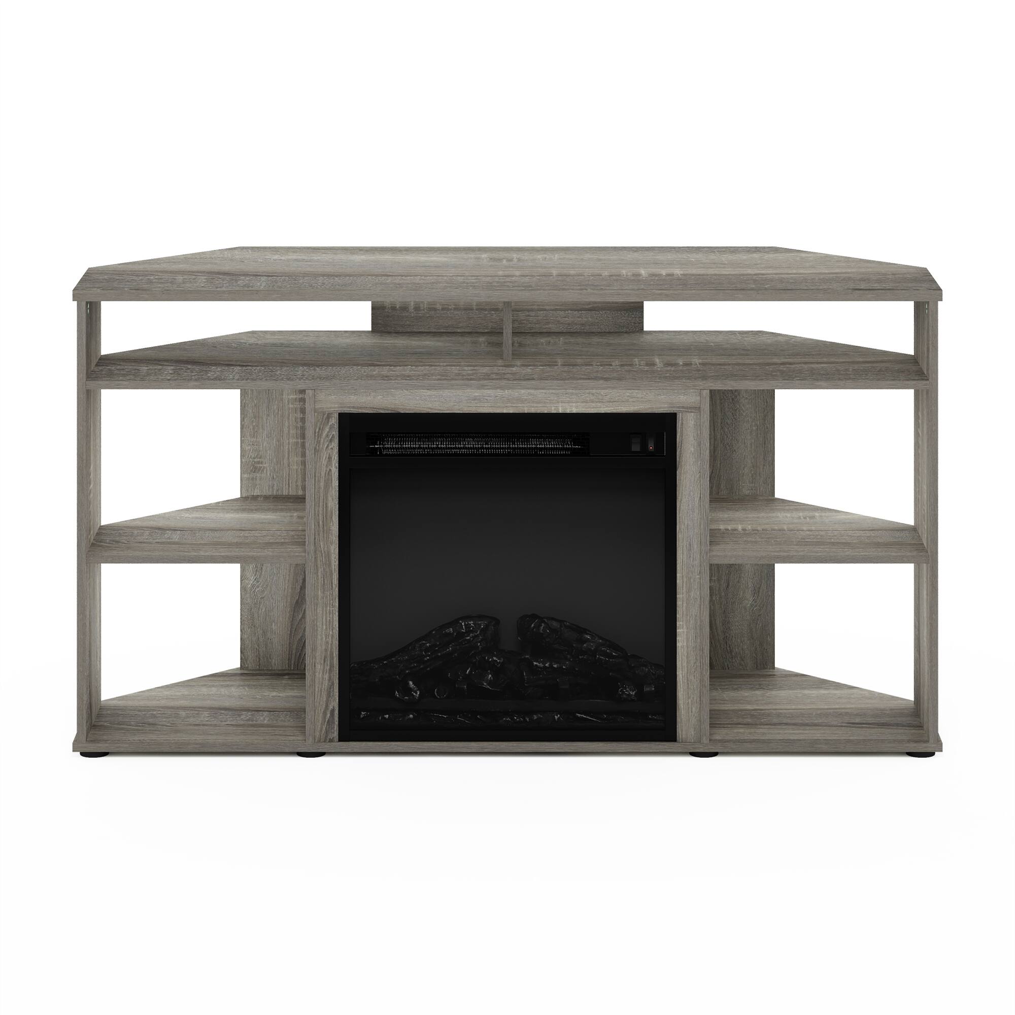 Alt View 2. Furinno - Jensen Corner TV Stand with Fireplace for TV up to 55 Inches - French Oak Grey.