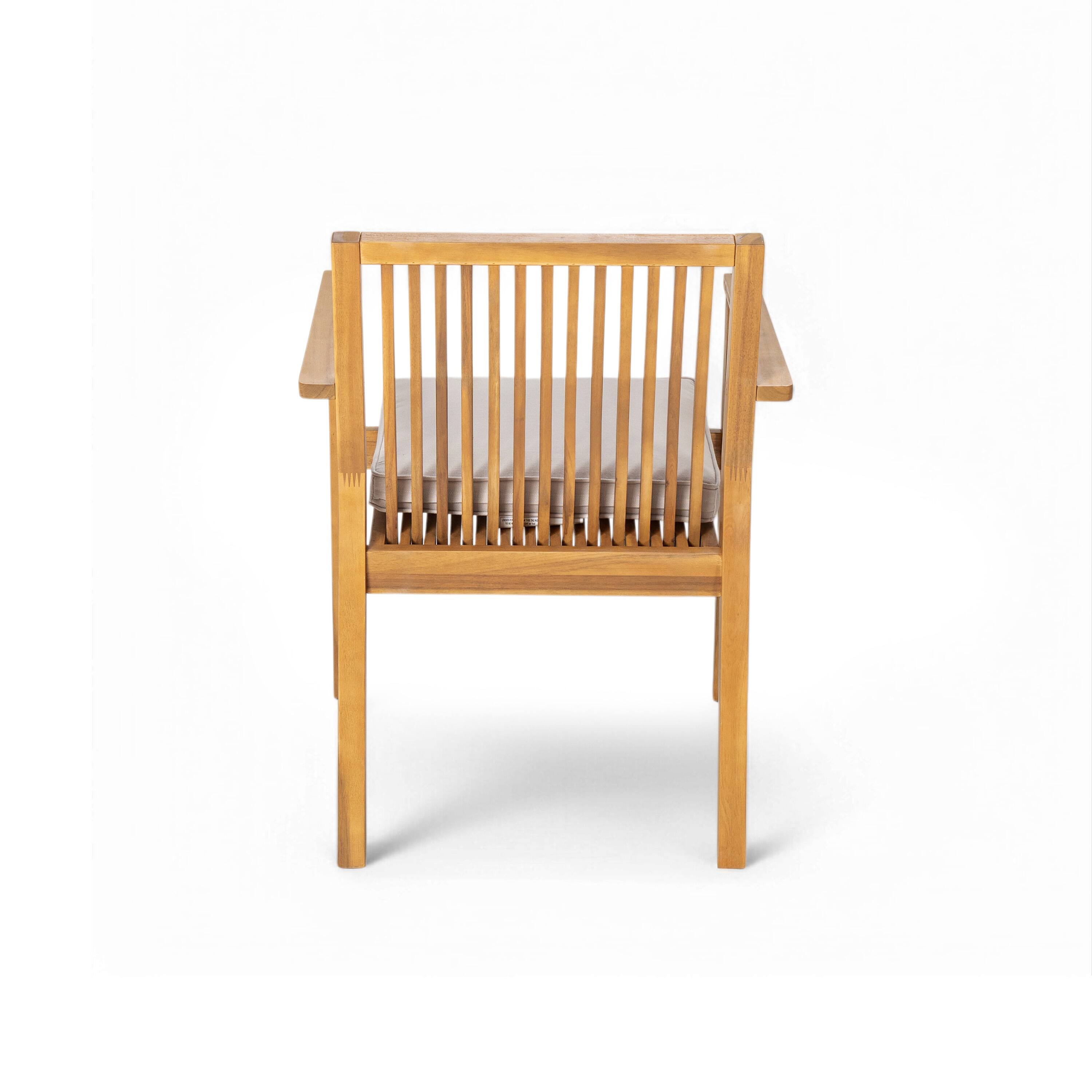 Alt View 4. Mondawe - Set of 2 Acacia Wood Patio Dining Chairs - Beige+Natural.