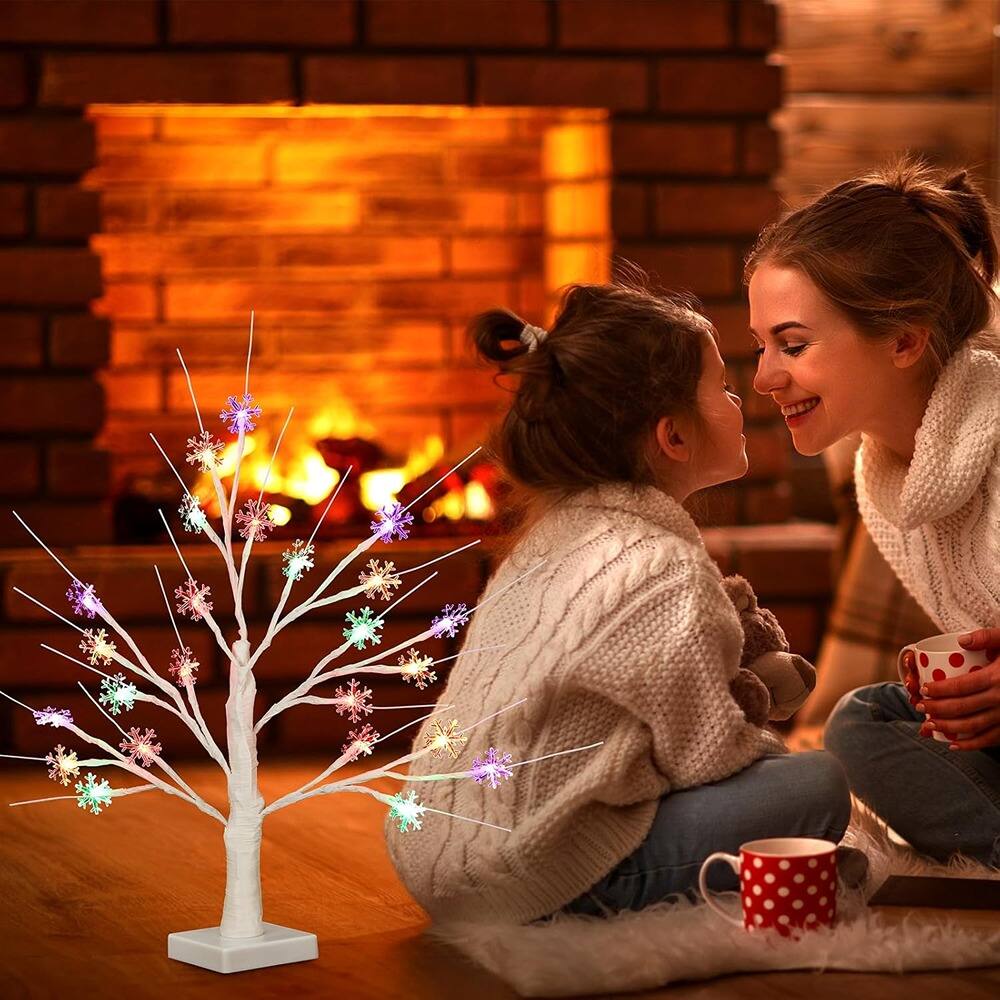 Back. ACJPR - Christmas Snowflake LED Tree, 24 Lights, Multi-Colored, Timer, USB/Battery - embrace elegance with the Christmas snowflake ligh.